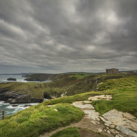 Buy canvas prints of  Stormy skies at Tintagel,Cornwall by Sue Knight