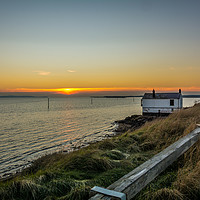 Buy canvas prints of View of the boathouse at Lepe,Hampshire by Sue Knight