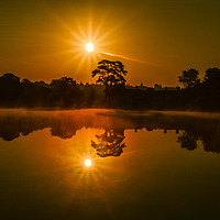 Buy canvas prints of Golden mist Sunrise at Beaulieu Mill Pond, New For by Sue Knight