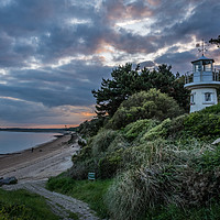 Buy canvas prints of A moody view of the Millennium Lighthouse at Lepe  by Sue Knight