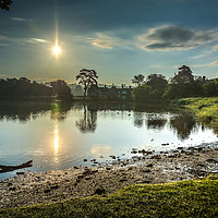 Buy canvas prints of Sunrise at Beaulieu Mill Pond  by Sue Knight