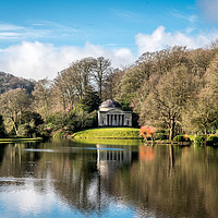 Buy canvas prints of View across the lake,Stourhead by Sue Knight