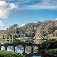 Buy canvas prints of The lake at Stourhead by Sue Knight