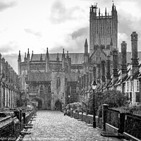 Buy canvas prints of A rainy view of Vicars' Close, Wells by Sue Knight