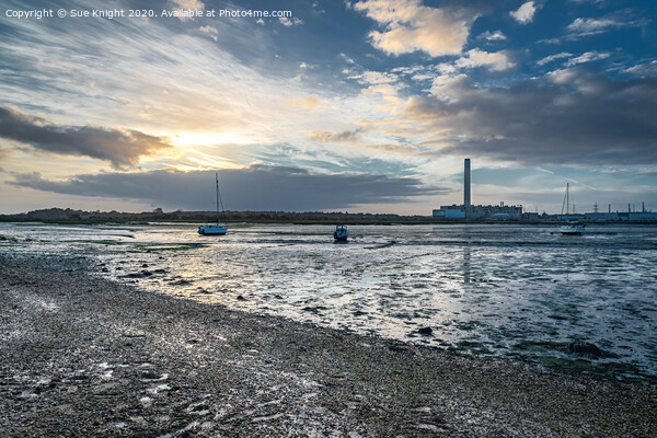 View from Calshot Beach showing boats with Fawley  Picture Board by Sue Knight