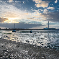 Buy canvas prints of View from Calshot Beach showing boats with Fawley  by Sue Knight