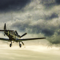 Buy canvas prints of Spitfire On Final Approach. by Guy Wells