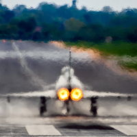 Buy canvas prints of  Eurofighter Typhoon Take Off. by Guy Wells
