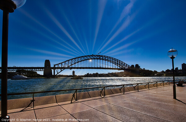 Sydney Harbour Bridge Sunburst Picture Board by Stephen Hamer