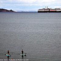 Buy canvas prints of Paddle Boarders and Cruise Ship by Stephen Hamer