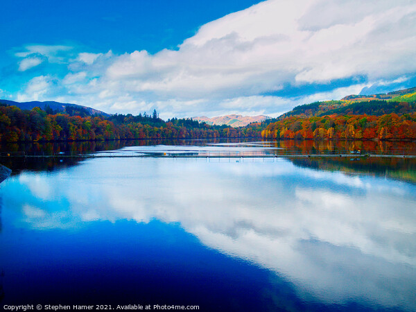 Loch Faskelly Cloud Reflection Picture Board by Stephen Hamer