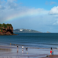 Buy canvas prints of Rainbow over Tor Bay by Stephen Hamer