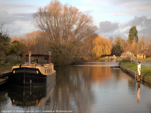 House Boat at Benson Lock Picture Board by Stephen Hamer