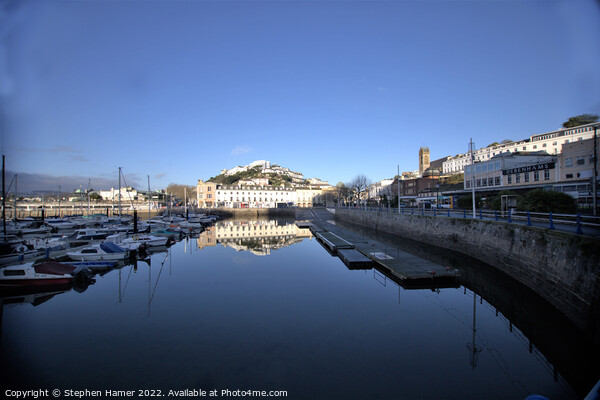 Torquay Harbour Reflections Picture Board by Stephen Hamer