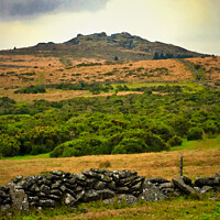 Buy canvas prints of Majestic Saddle Tor Amidst Ominous Nimbostratus Cl by Stephen Hamer