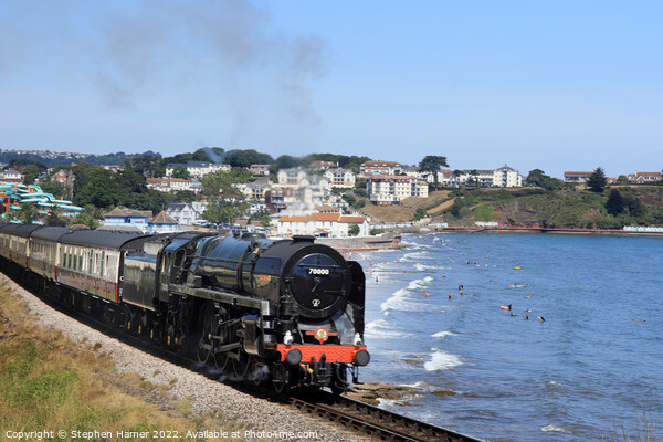 Majestic Steam Locomotive Crossing the Seaside Picture Board by Stephen Hamer