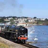 Buy canvas prints of Majestic Steam Locomotive Crossing the Seaside by Stephen Hamer