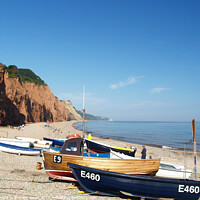 Buy canvas prints of Beached boats at Sidmouth by Stephen Hamer