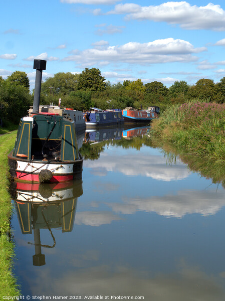 Enchanting Oxfordshire Canal Moorings Picture Board by Stephen Hamer