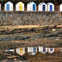 Buy canvas prints of colorful Beach Huts and their reflections by Stephen Hamer