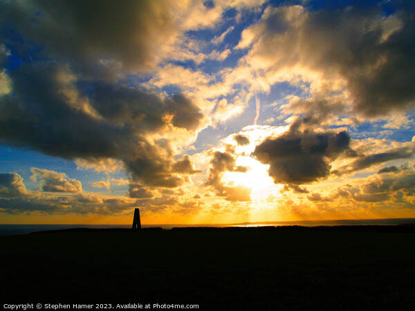 Sunset and Daymark Tower Picture Board by Stephen Hamer