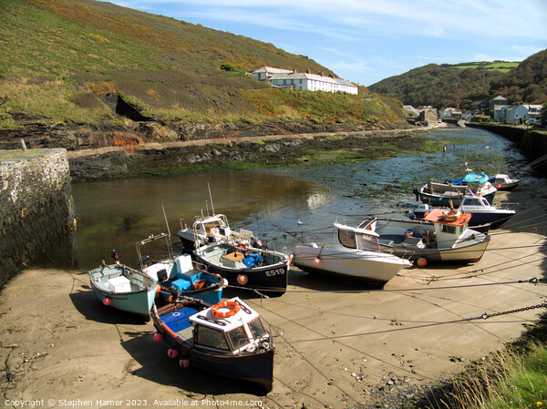 Beached Boscastle Boats Picture Board by Stephen Hamer