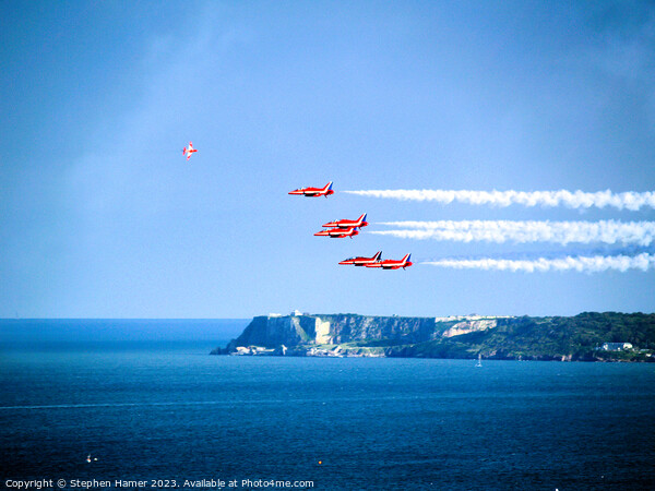 Red Arrows pass Berry Head Picture Board by Stephen Hamer