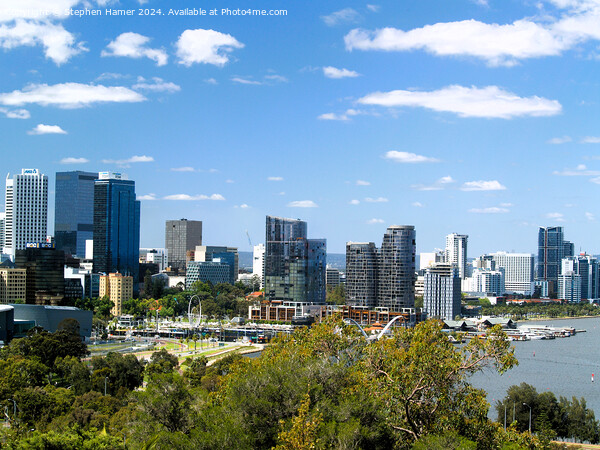 Perth Cityscape Picture Board by Stephen Hamer