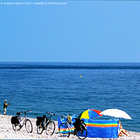 Buy canvas prints of Budleigh Salterton Beach and Bikes by Stephen Hamer