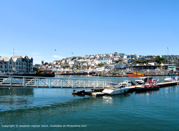 Colourful Brixham Harbour Scene Picture Board by Stephen Hamer
