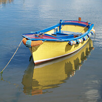 Buy canvas prints of Vibrant Yellow Boat by Stephen Hamer