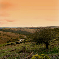 Buy canvas prints of Orange Skies over Dartmoor by Stephen Hamer