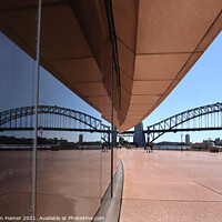 Buy canvas prints of Reflection Sydney Harbour Bridge in Opera House Wi by Stephen Hamer