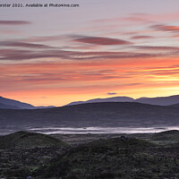 Buy canvas prints of Colourful Dawn Light and Mist on Rannoch Moor, Scotland, UK by David Forster