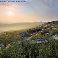 Buy canvas prints of Beautiful Misty  Sunrise, North Pennines, Teesdale, UK by David Forster