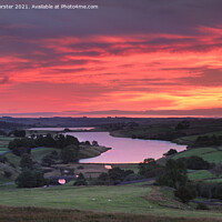 Buy canvas prints of Beautiful Red Dawn Sky over Baldersdale, Teesdale, UK by David Forster