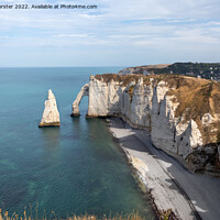 Buy canvas prints of The Porte d'Aval Arch and The L'Aiguille (the Needle), Étretat by David Forster