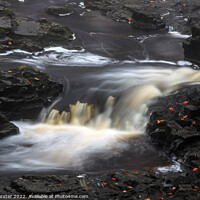 Buy canvas prints of Cascade Flowing over Dark Whin Sill Rocks, North P by David Forster