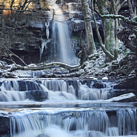 Buy canvas prints of Summerhill Force in Winter, Bowlees, Teesdale, County Durham, UK by David Forster
