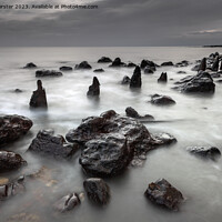 Buy canvas prints of Weather Worn Groynes on the Durham Heritage Coast, Seaham, UK by David Forster
