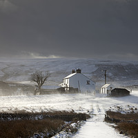 Buy canvas prints of Dales Farm With Wind Blown Snow  by David Forster