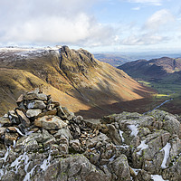 Buy canvas prints of Great Langdale and the Langdale Pikes from Rossett by David Forster