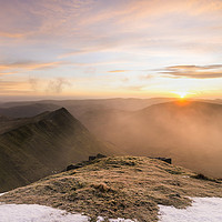 Buy canvas prints of Nethermost Pike Sunrise Lake District by David Forster