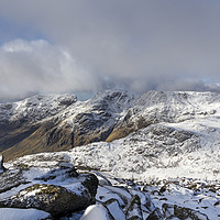 Buy canvas prints of Scafell and Scafell Pike from Bow Fell, Lake Distr by David Forster