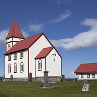 Buy canvas prints of The Kalfatjarnarkirkja Church at Vatnsleysustrond  by David Forster