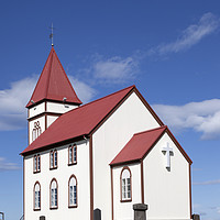 Buy canvas prints of The Kalfatjarnarkirkja Church at Vatnsleysustrond  by David Forster