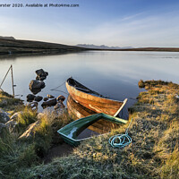 Buy canvas prints of Loch Raa Fishing Boats, Achnahaird, Coigach Peninsula, Scotland, UK by David Forster