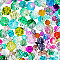 Buy canvas prints of High Key Image of Colourful Glass Jewellery Making Beads by David Forster