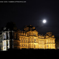 Buy canvas prints of Moonlight over the Bowes Museum, Barnard Castle, County Durham,  by David Forster