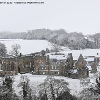Buy canvas prints of A Misty Winter Morning at Egglestone Abbey near Barnard Castle,  by David Forster